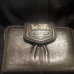 Coach Black Leather Wallet with Textured Finish
